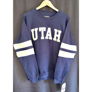 New York Popular Mens Large Navy Blue Utah Embroidered Crewneck Sweatshirt NWT